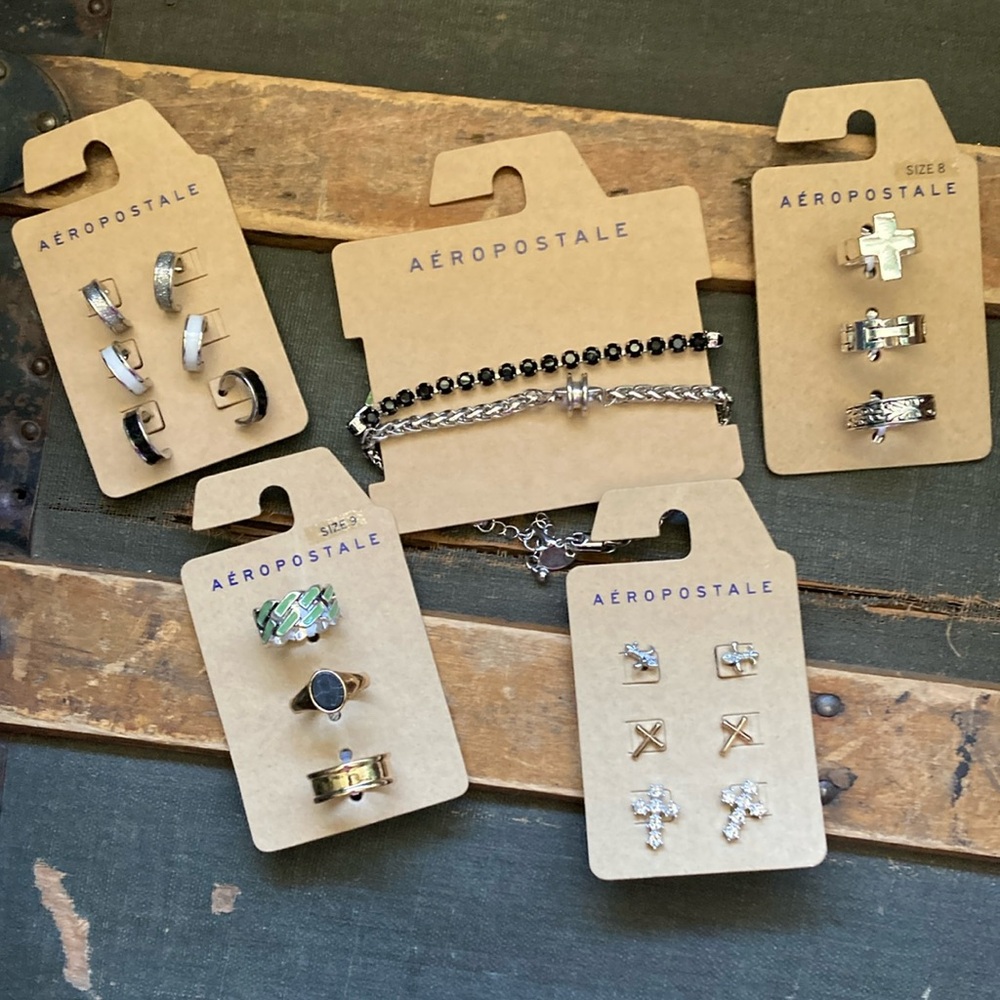 Aeropostale 5 Piece Jewelry‎ Bundle #6 Earrings, Rings, Bracelets NWT 🐦‍⬛
